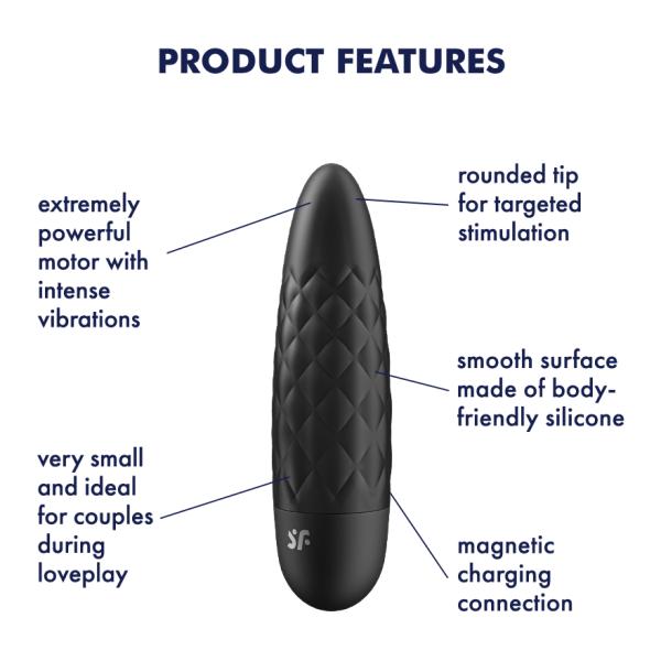 Satisfyer Ultra Power Bullet 5 Vibrator, Black 10 cm